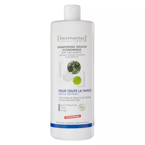 Dermaclay Soin Capillaire Shampoing Douche Économique Famille Bio 1L