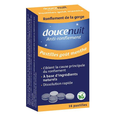 Douce Nuit Anti-Snoring Lozenges Mint Flavor box of 16