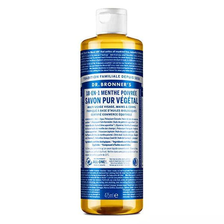 Dr Bronner's Savon Pur Végétal Menthe Poivrée "18 en 1" 473ml