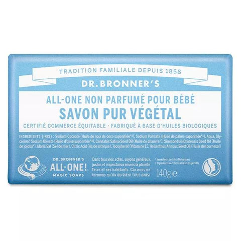 Dr. Bronner's Unscented Pure-Castile Bar Soap 140g