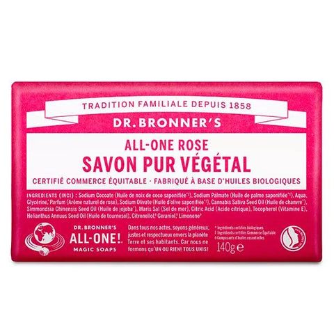 Dr Bronner's Rose Pure-Castile Bar Soap 140g