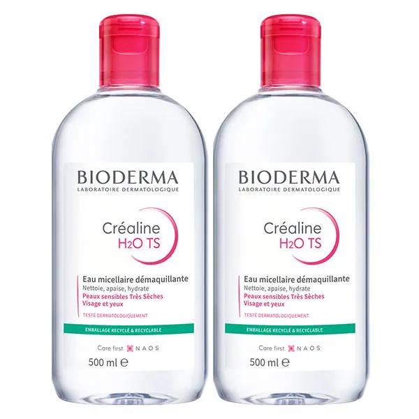 Bioderma Créaline H2O TS Eau Micellaire Peaux Sensibles Très Sèches - Lot de 2 x 500ml