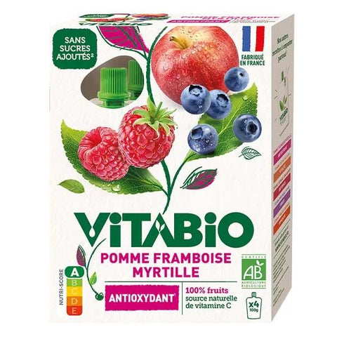 Vitabio Apple Raspberry Blueberry Pouches - ANTIOXIDANT - ORGANIC - 4x100g