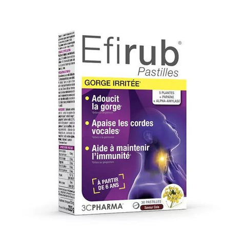 3C Pharma Efirub Throat Lozenges From 6 years 30 lozenges Cola
