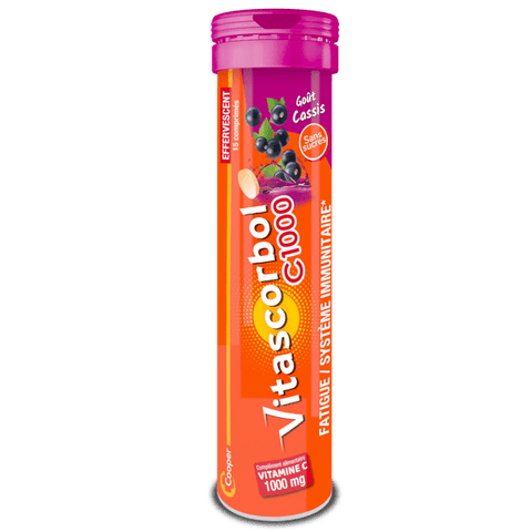 Vitascorbol Complément alimentaire Vitamine C 1000 15 comprimés effervescents Cassis