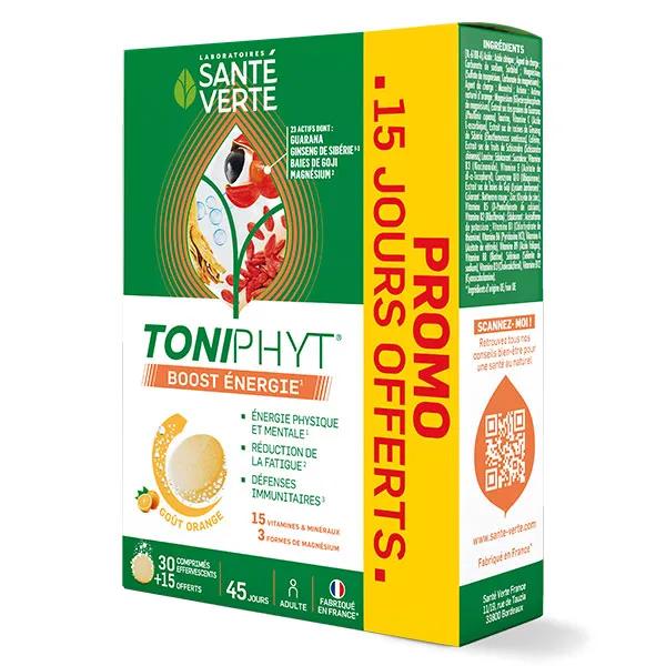 Santé verte Toniphyt boost enérgie orange effervescents vitamines 30 comprimés + 15 offerts