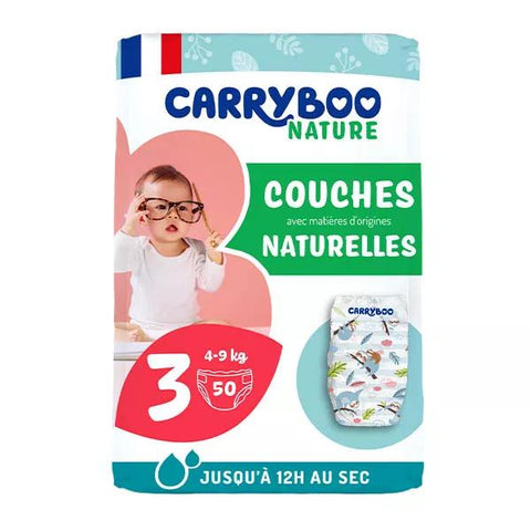 Carryboo Couches Peaux Sensibles 12h Anti-Fuite Taille 3 (4-9kg) x50