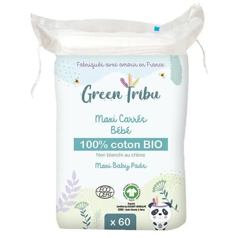 Green Tribu Maxi carrés de coton bio bébé (x60)