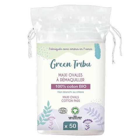 Green Tribu Maxi Ovales Démaquillants 100% coton BIO (50 pièces)