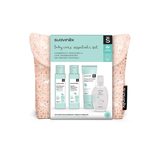 Suavinex Trousse de toilette Tissu de voyage rose (4 pièces)