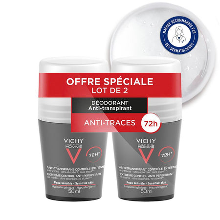 Vichy Homme Déodorant bille 72H (2x50 ml)