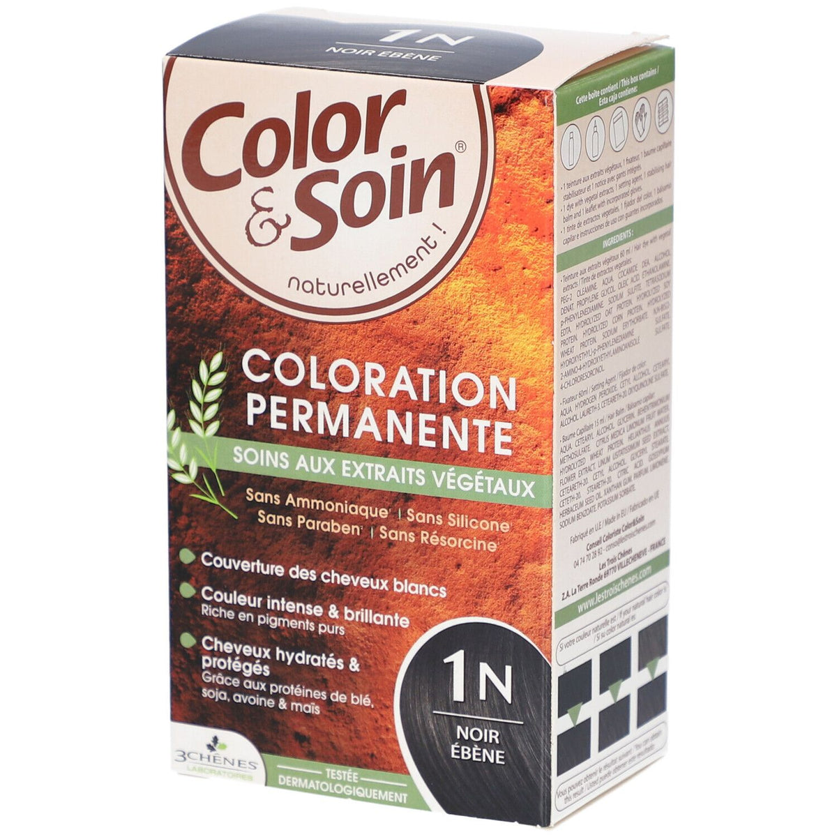 Les 3 Chênes Color & Soin Coloration 1N noir ébène (135 ml)
