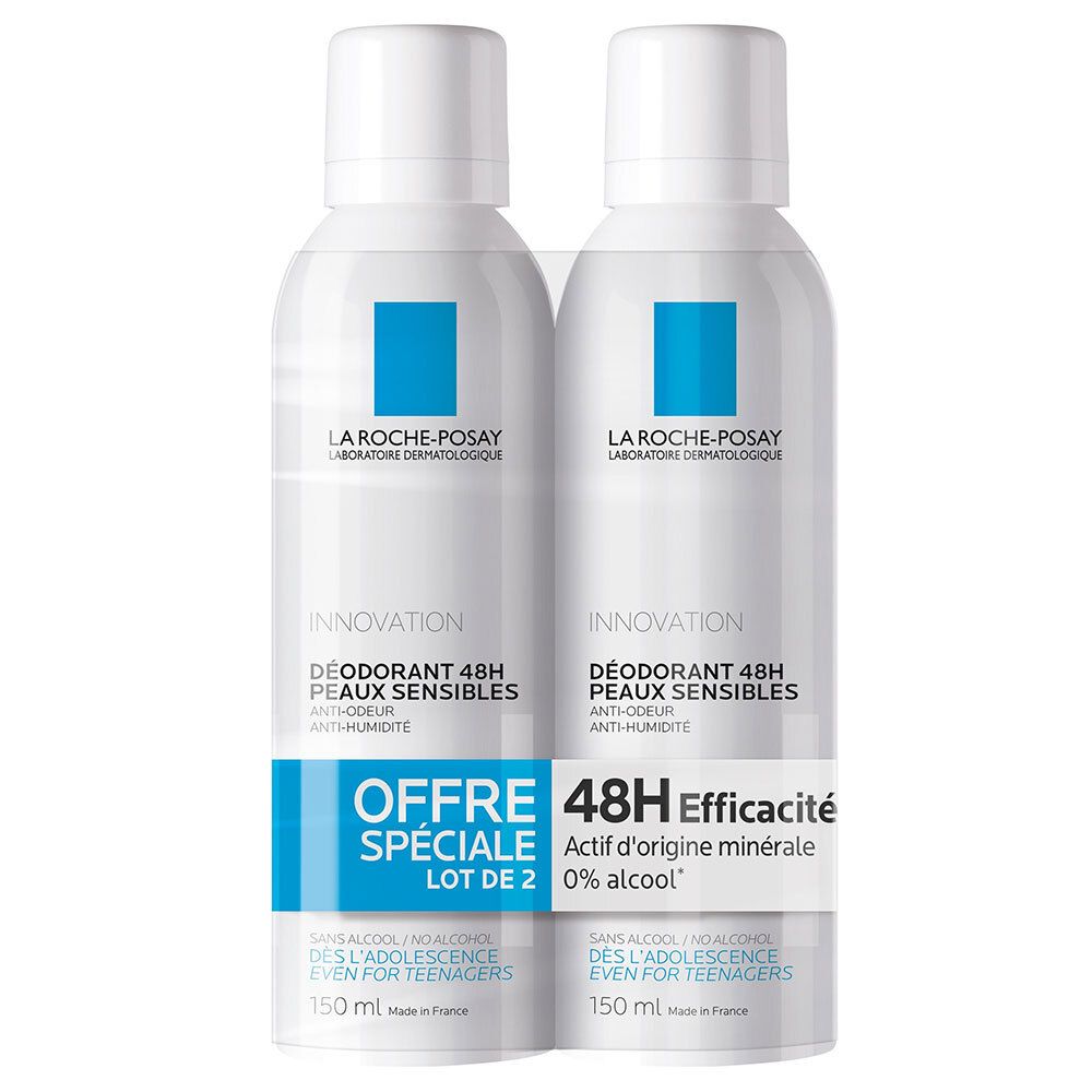 La Roche-Posay Déodorant peaux sensibles 48H lot de 2 x 150 ml