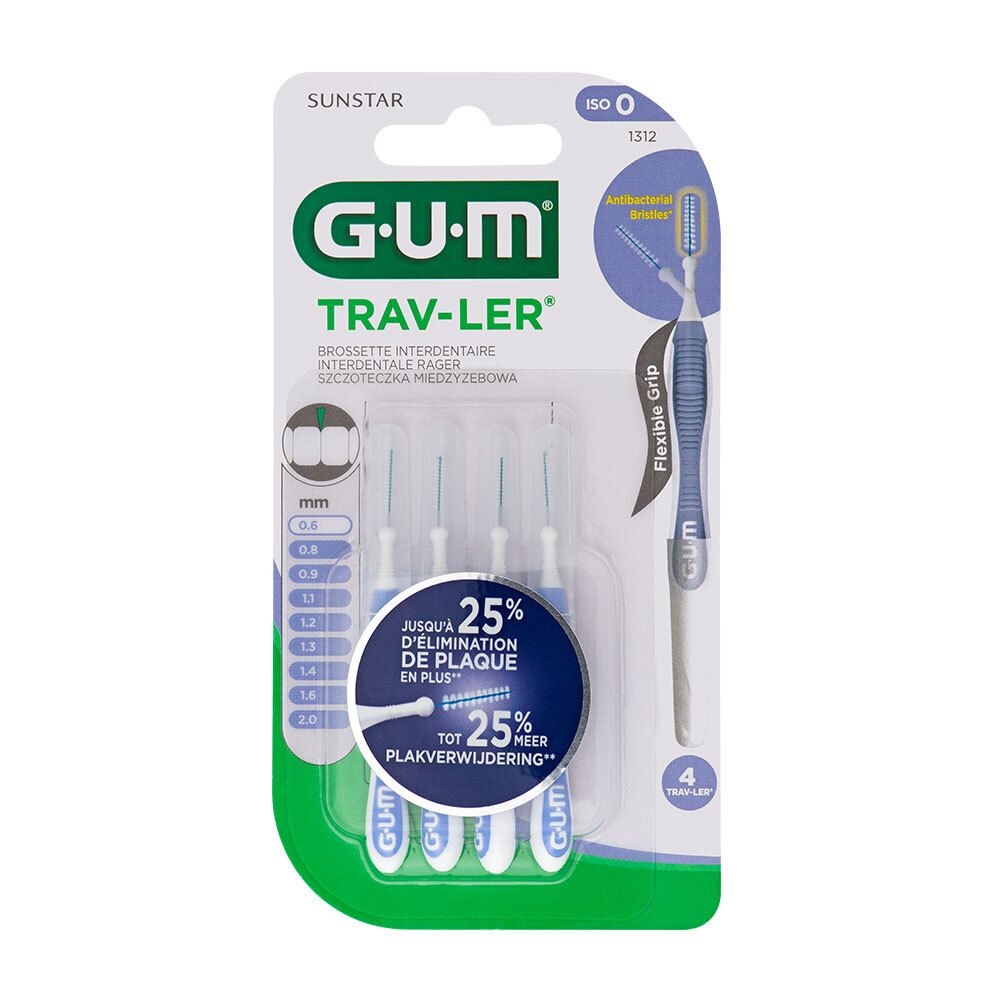 GUM Proxabrush Trav-ler brossette interdentaire 0.6 mm (4 pièces)