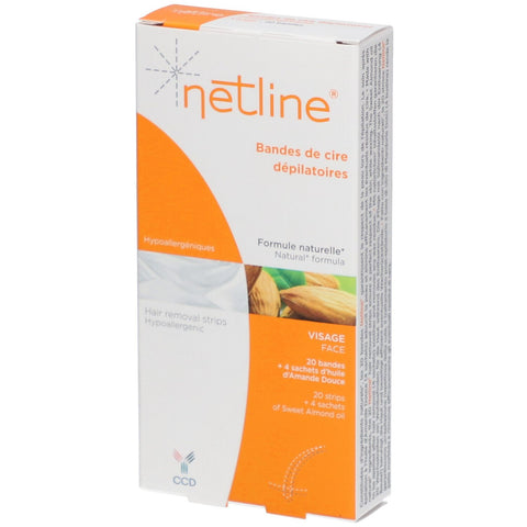 Netline® Bandes de cire dépilatoires visage (20 pièces)