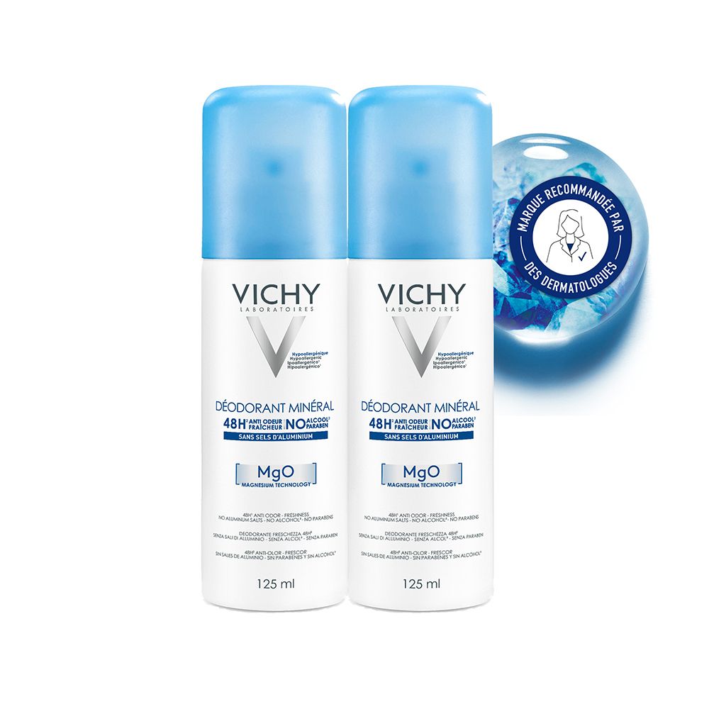 Vichy Déodorant aérosol minéral 48h (2 x 125 ml)