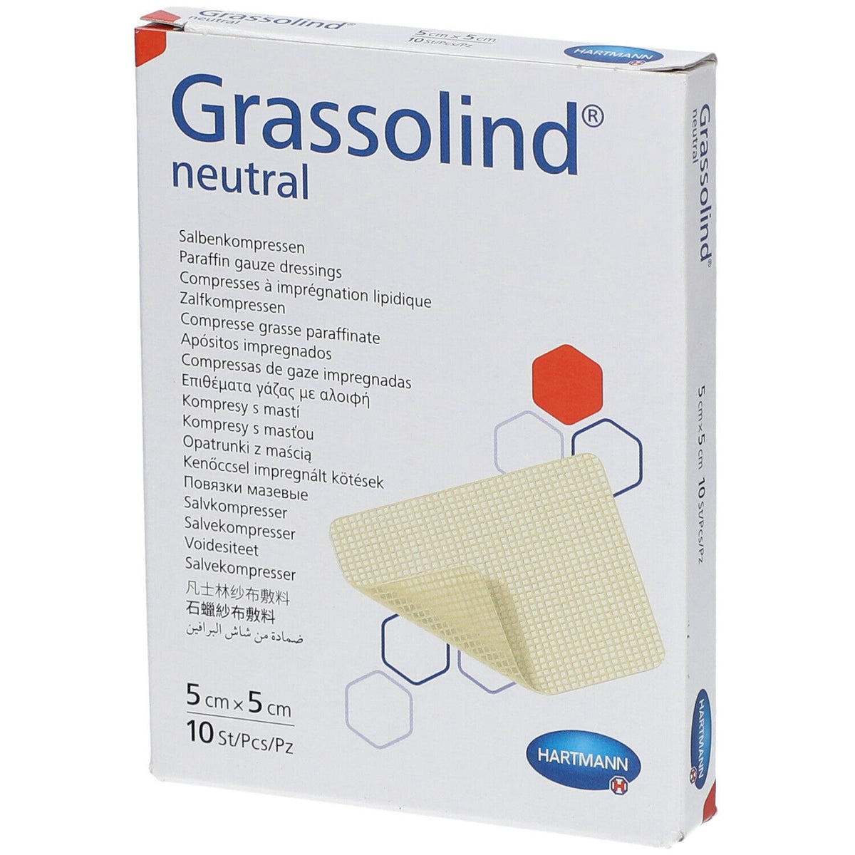 Hartmann Grassolind® Neutral 5 x 5 cm - 10 pièces