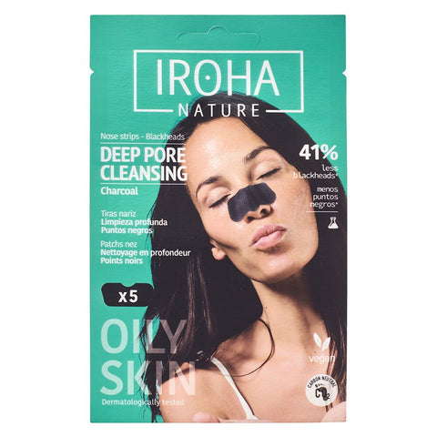 IROHA NATURE Bandelettes nasales nettoyantes Détox - Charbon (5 pièces)
