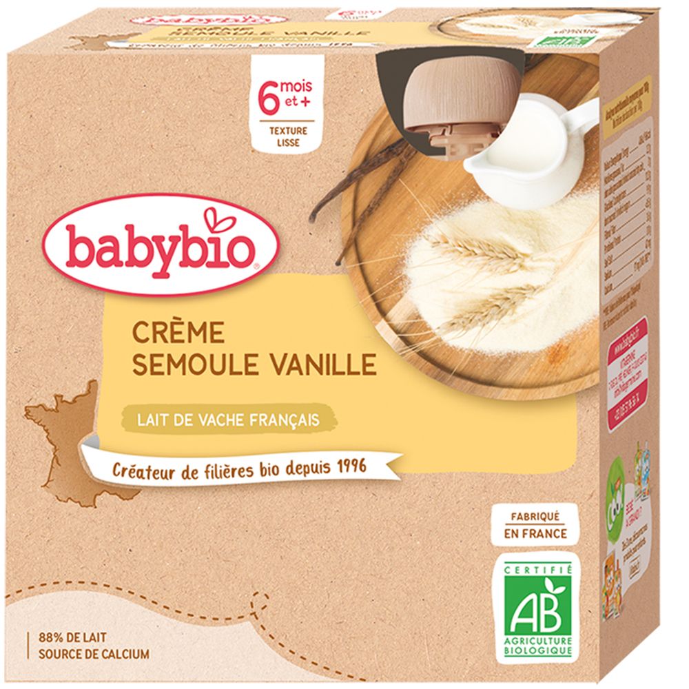 Babybio crème de semoule vanille dès 6 mois (340 g)