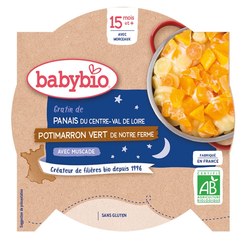 Babybio DUO DE PANAIS DU CENTRE-VAL DE LOIRE POTIMARRON DE NOTRE FERME À LA MUSCADE dès 15 mois (260 g)
