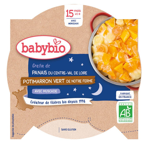 Babybio Evening Meal Plate Parsnip Butternut Squash Green +15m Organic 260g