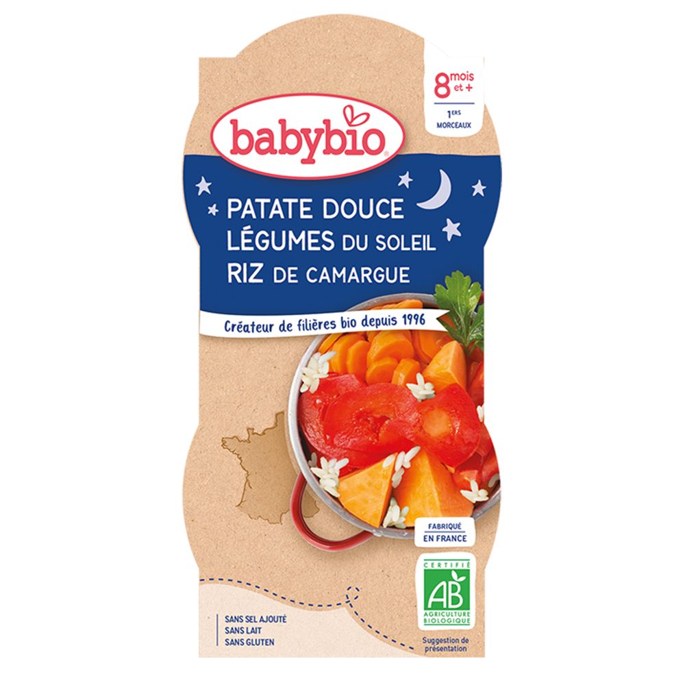 Babybio PATATE DOUCE LÉGUMES DU SOLEIL RIZ DE CAMARGUE dès 8 mois — 400 g