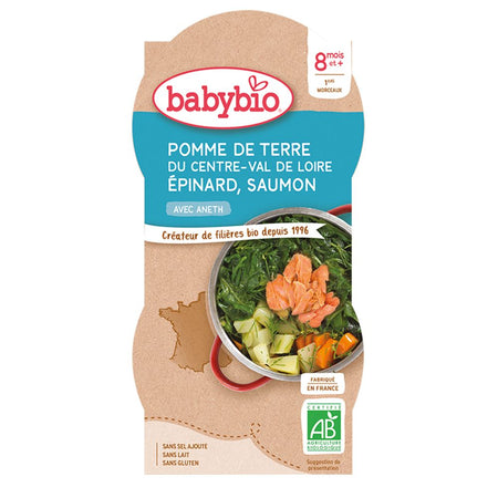 Babybio Pomme de terre du Centre-Val de Loire épinard saumon à l'aneth dès 8 mois (400 g)