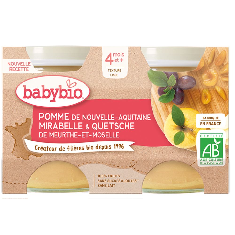 Babybio Gourdes Pommes de Nouvelle-Aquitaine, Mirabelle de Meurthe-et-Moselle (260 g)