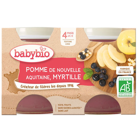 Babybio Pomme de Nouvelle-Aquitaine & Myrtille dès 4 mois (260 g)