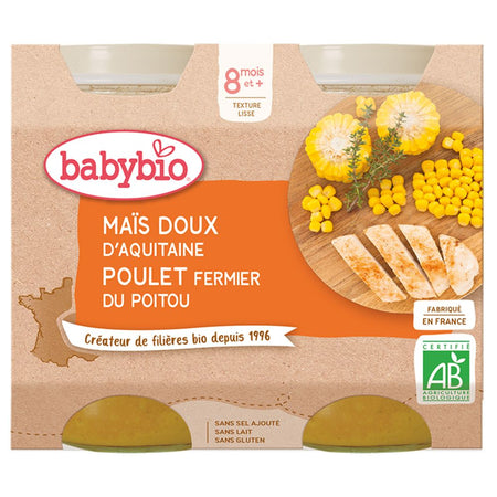 Babybio MAÏS DOUX D'AQUITAINE & POULET FERMIER DU POITOU dès 8 mois — 400 g