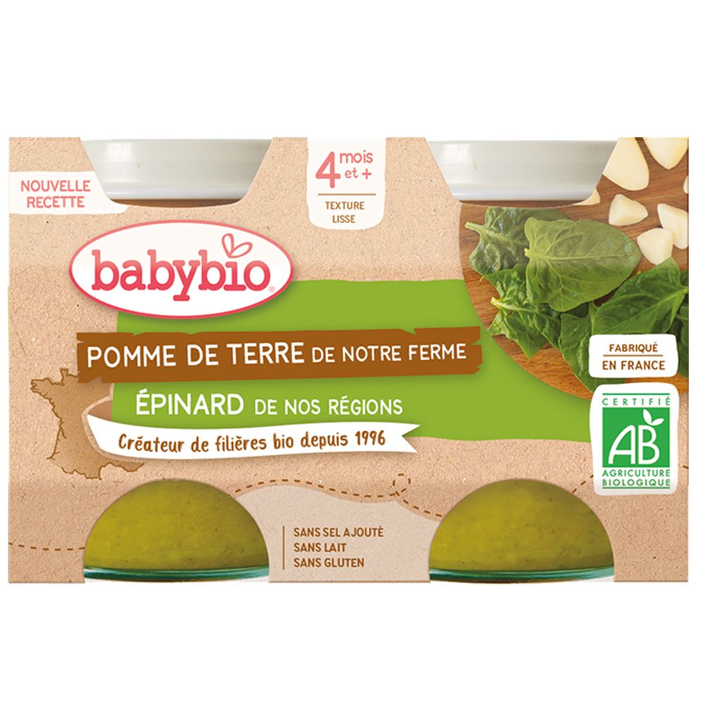 Babybio POMME DE TERRE DE NOTRE FERME EPINARD DE NOS RÉGIONS dès 4 mois — 260 g