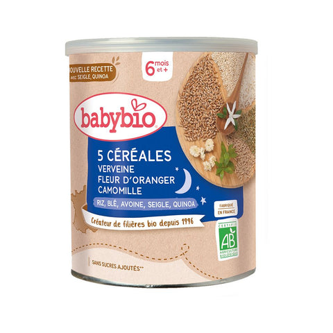 Babybio 5 Cereals Verbena Orange Blossom Chamomile +6m Organic 220g