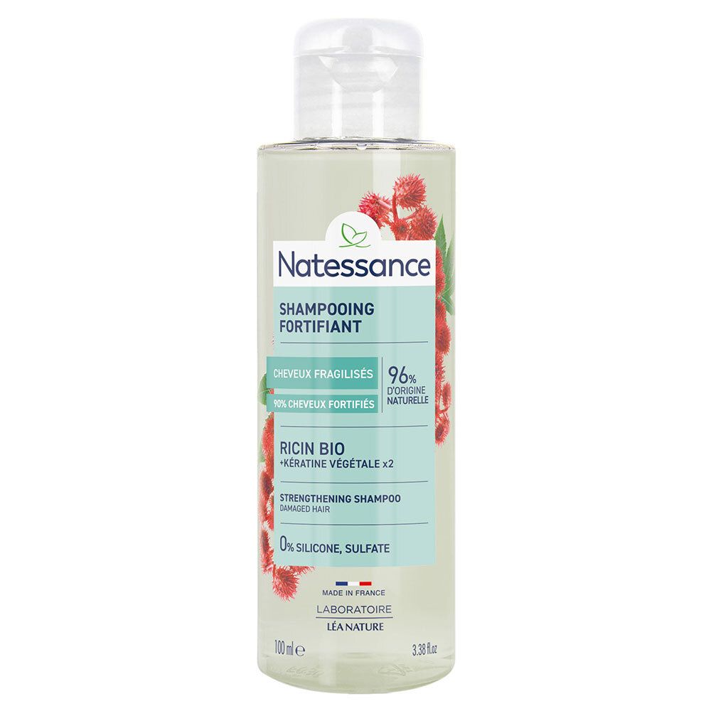 Natessance Shampooing Réparateur Fortifiant Ricin et Kératine Végétale — 100 ml