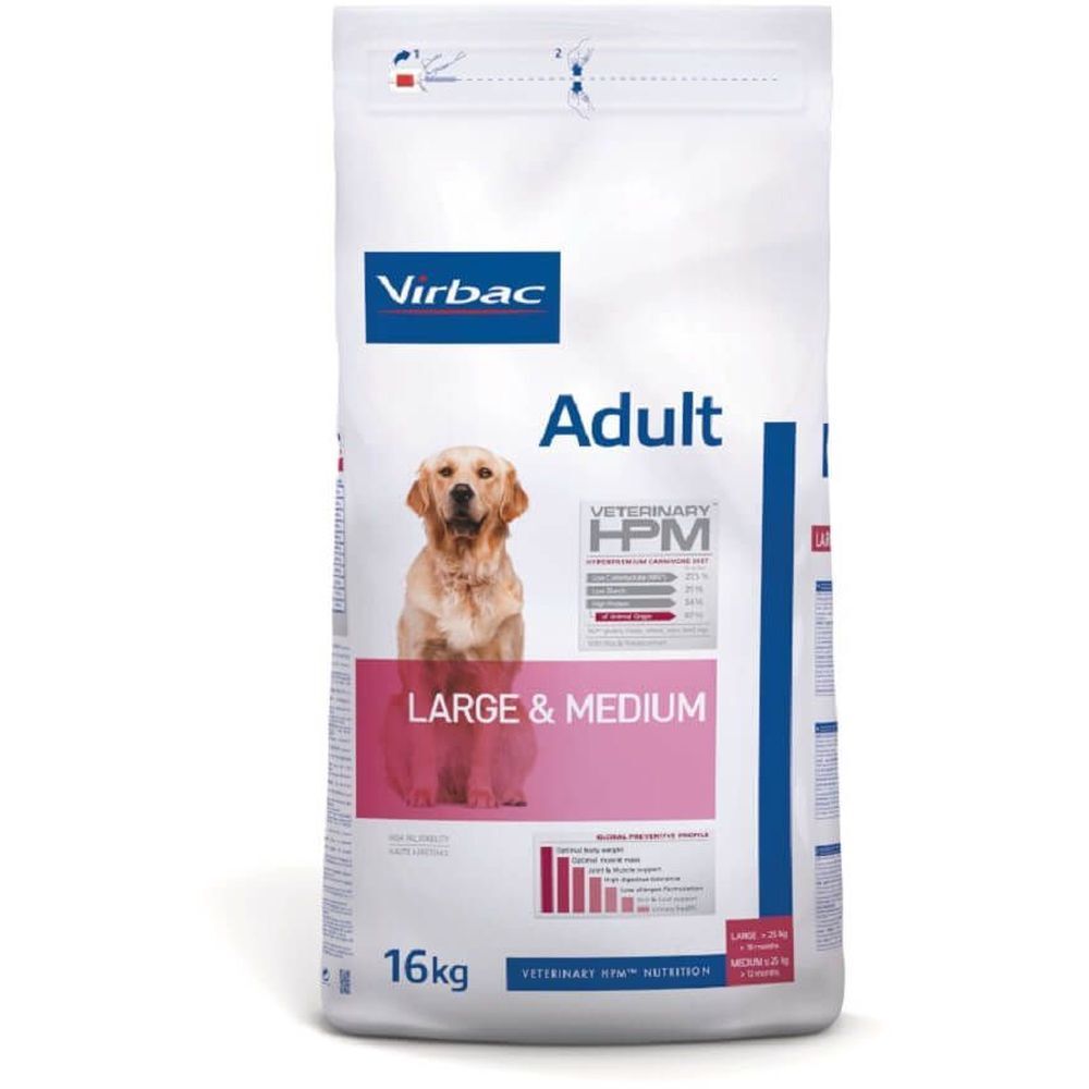 VETERINARY HPM Chien Adulte Grande et Moyenne - Croquette, aliment complet pour chiot de race mo (16000 g)