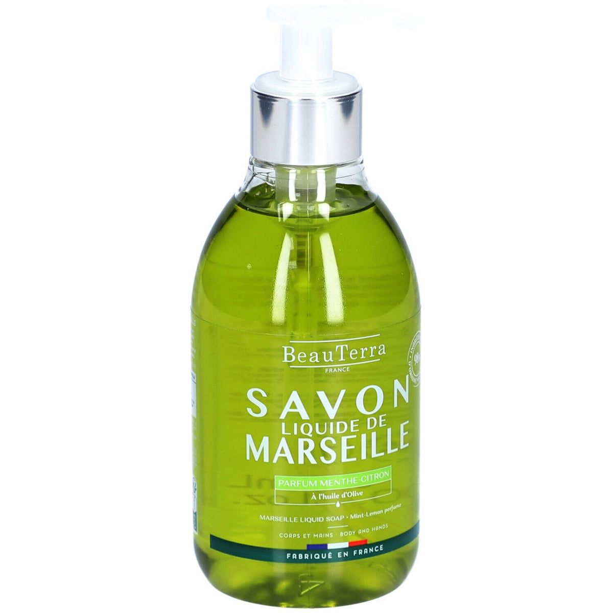 BeauTerra Savon Liquide de Marseille - Menthe Citron (300 ml)