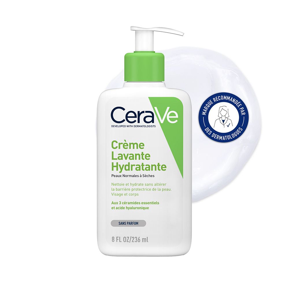 CeraVe Crème lavante hydratante visage et corps pour peaux sèches à très sèches (236 ml)