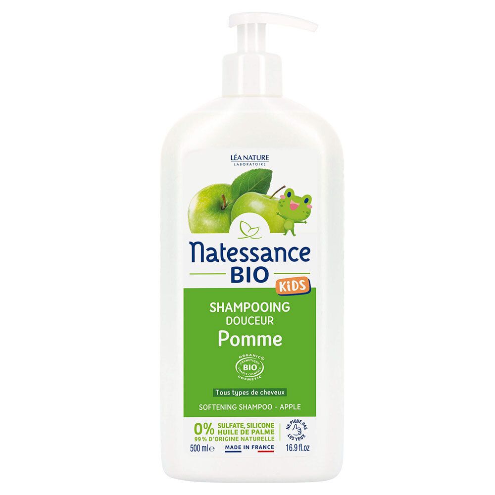 Natessance Kids Shampooing Doux Bio Pomme Sans Sulfate Corps & Cheveux — 500 ml