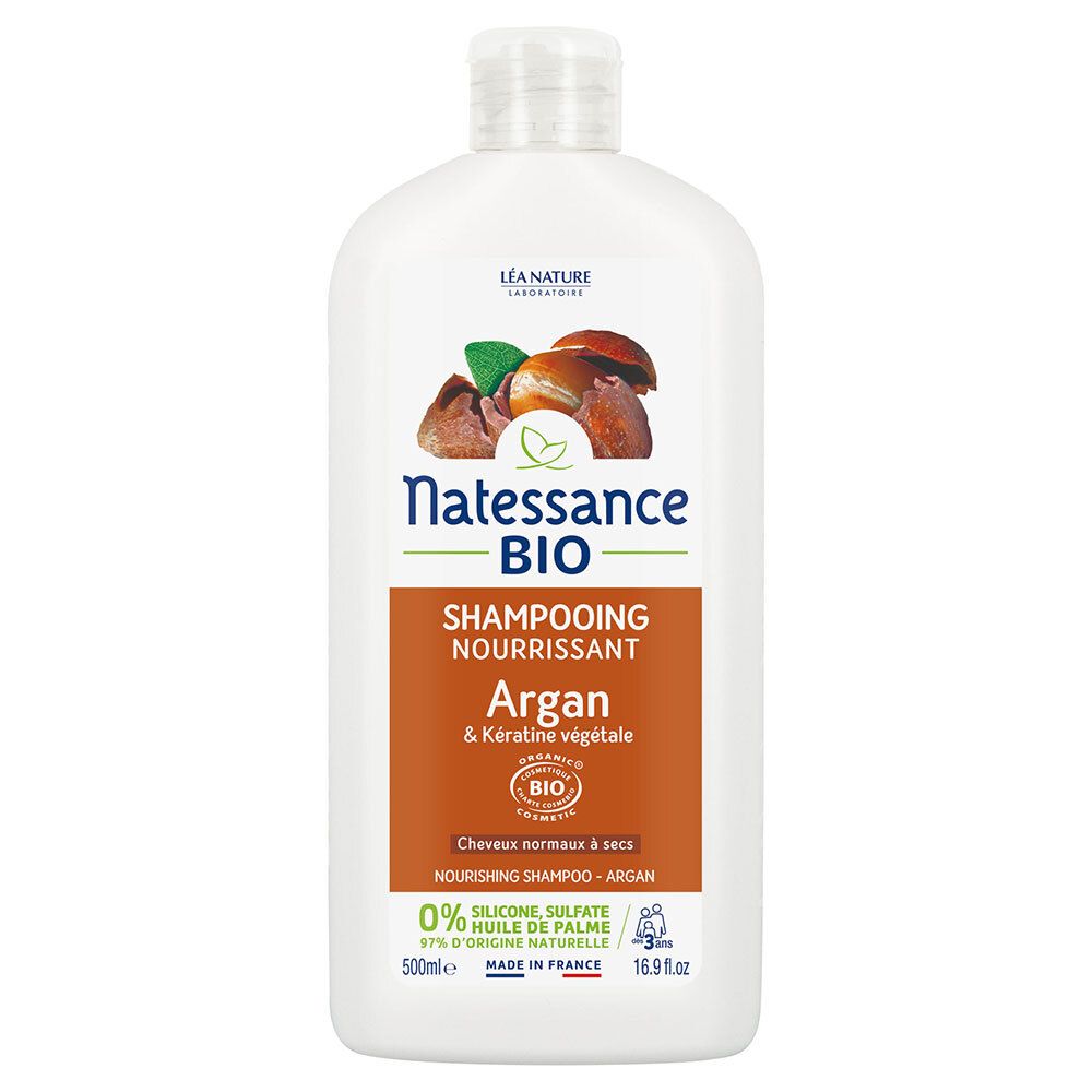 Natessance Shampooing Nourrissant Réparateur Argan et Kératine Végétale (500 ml)