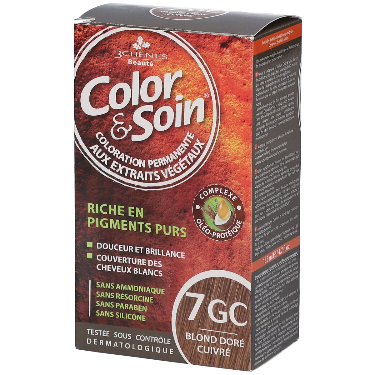 Les 3 Chênes Color & Soin Coloration 7GC blond doré cuivré — 135 ml