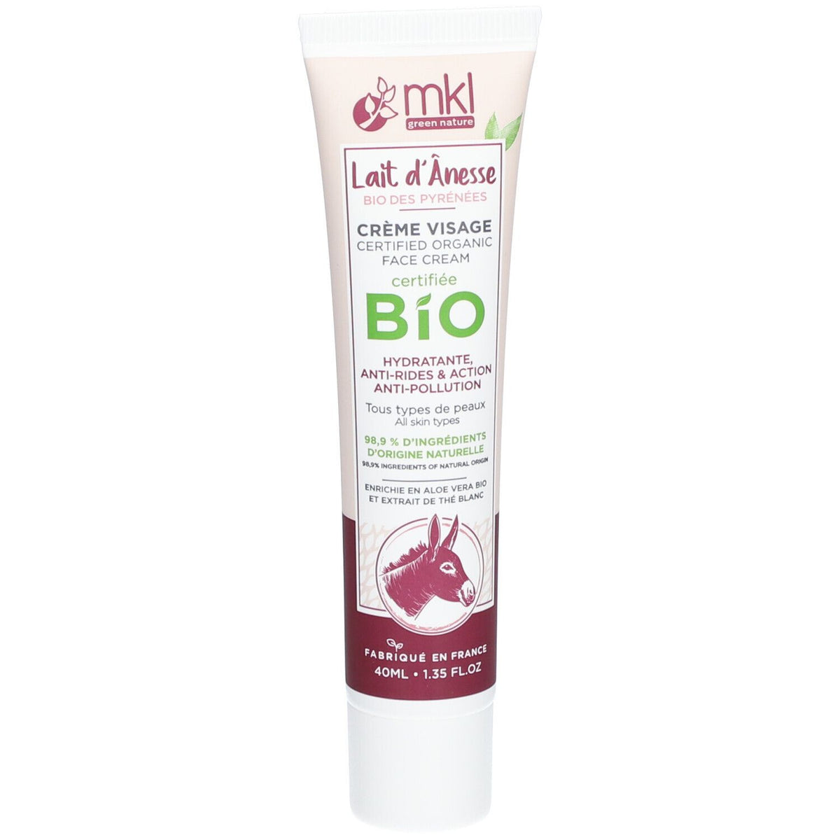 mkl Crème visage lait d'ânesse certifiée Cosmos Organic (40 ml)