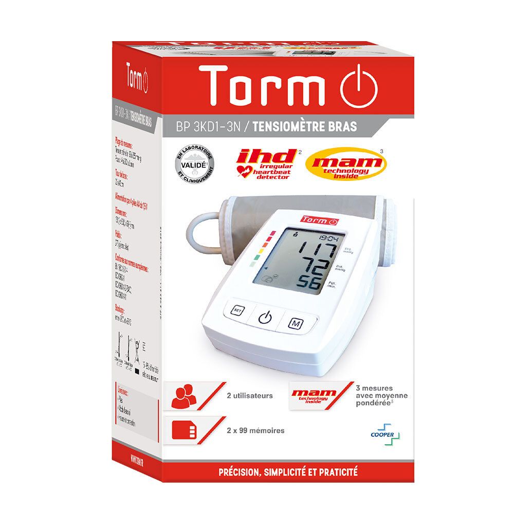 TORM Autotensiomètre Bras - Technologie MAM - Brassard ajustable (1 pièce)