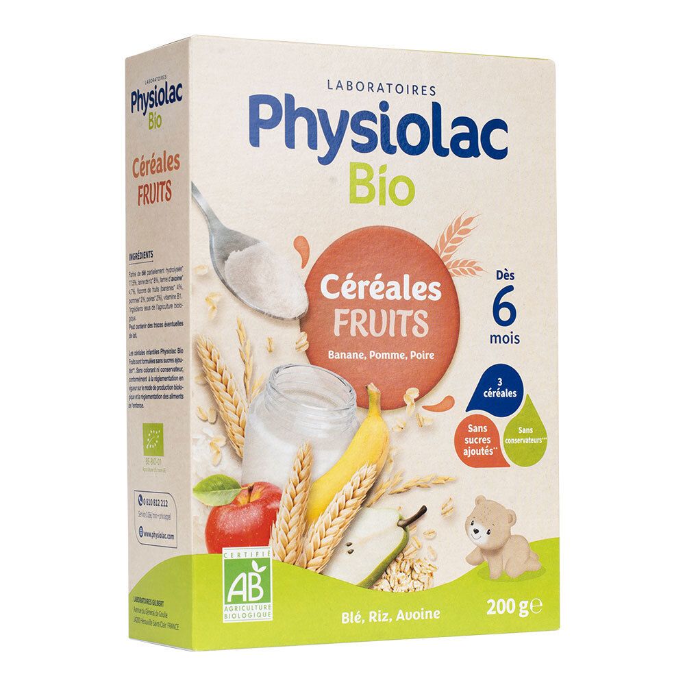 Physiolac Bio Céréales Fruits dès 6 mois (200 g)