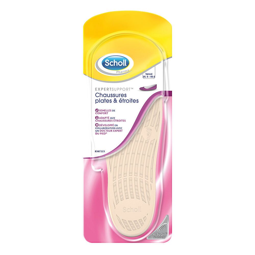 Scholl® Semelles ActivGel™ Chaussures plates & étroites Taille 35,5 - 40,5 — 2 pièces