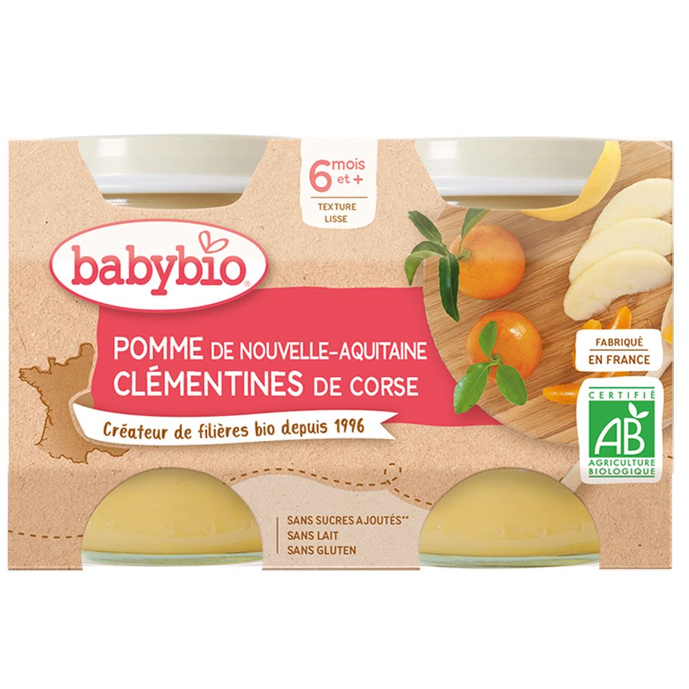 Babybio Pomme de Nouvelle-Aquitaine Clémentines de Corse dès 6 mois (260 g)