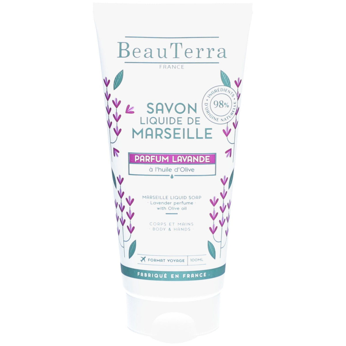 BeauTerra Savon Liquide de Marseille - Lavande (100 ml)