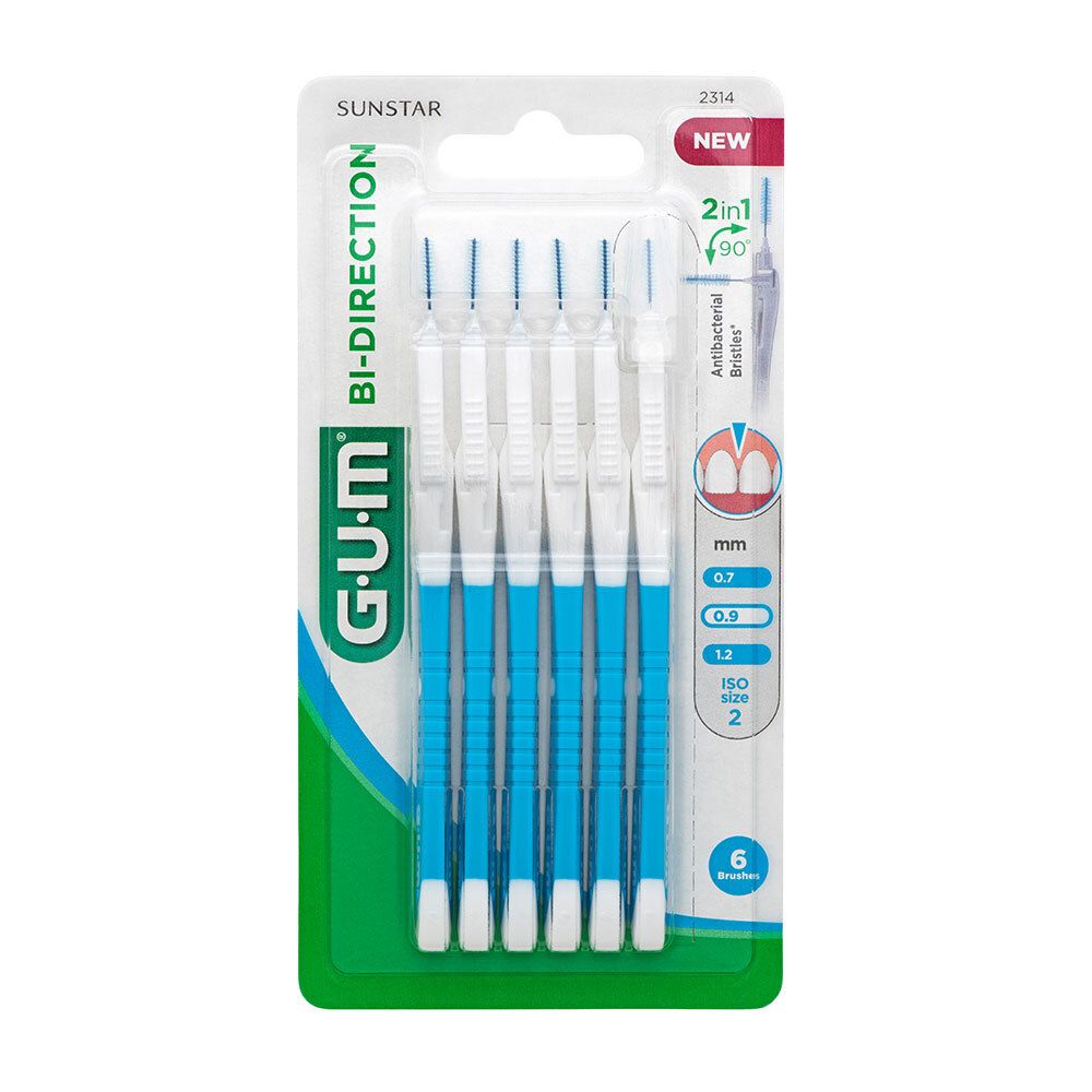 GUM Bi-Direction brossette interdentaire conique fine 0,9 mm (6 pièces)