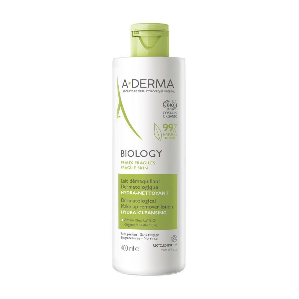 A-DERMA BIOLOGY Lait démaquillant dermatologique hydra-nettoyant — 400 ml