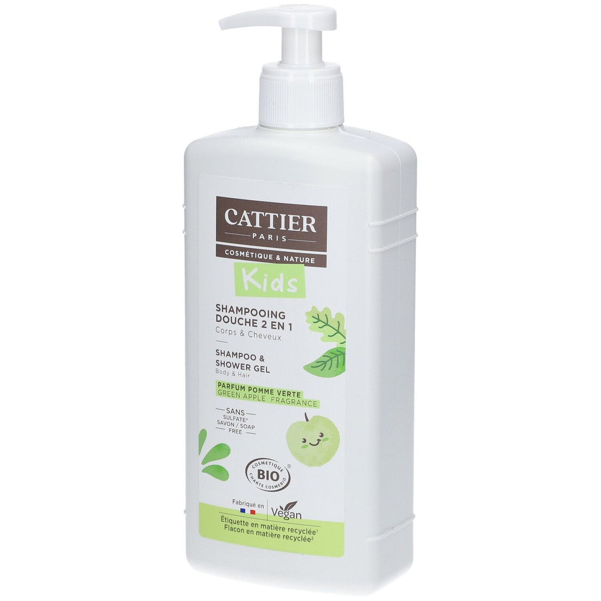 CATTIER KIDS Shampooing douche 2 en 1 Corps et cheveux - Pomme verte (500 ml)