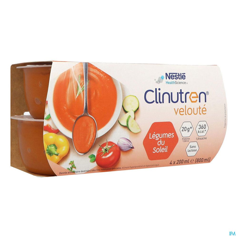 Clinutren Soupe Velouté légumes du soleil complément nutritionnel (4x200 ml)