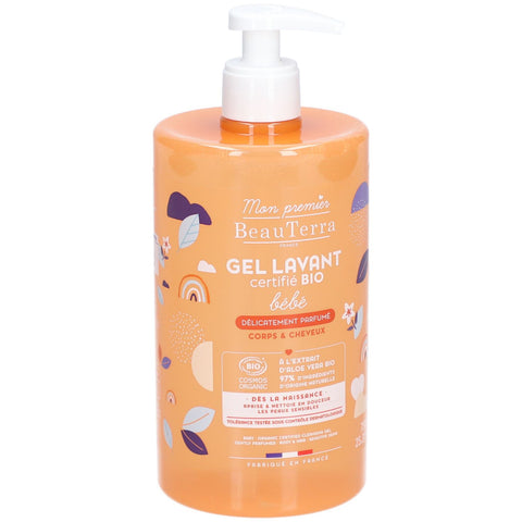 BeauTerra Gel lavant bébé bio délicatement parfumé (750 ml)
